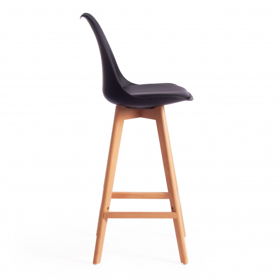 Стул барный TULIP BAR (mod. C1014H) / 1 шт. в упаковке пластик/дерево, 57 х 48 х 114 см, черный 3010/натуральный