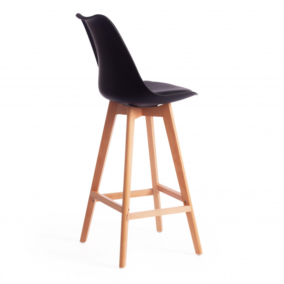 Стул барный TULIP BAR (mod. C1014H) / 1 шт. в упаковке пластик/дерево, 57 х 48 х 114 см, черный 3010/натуральный