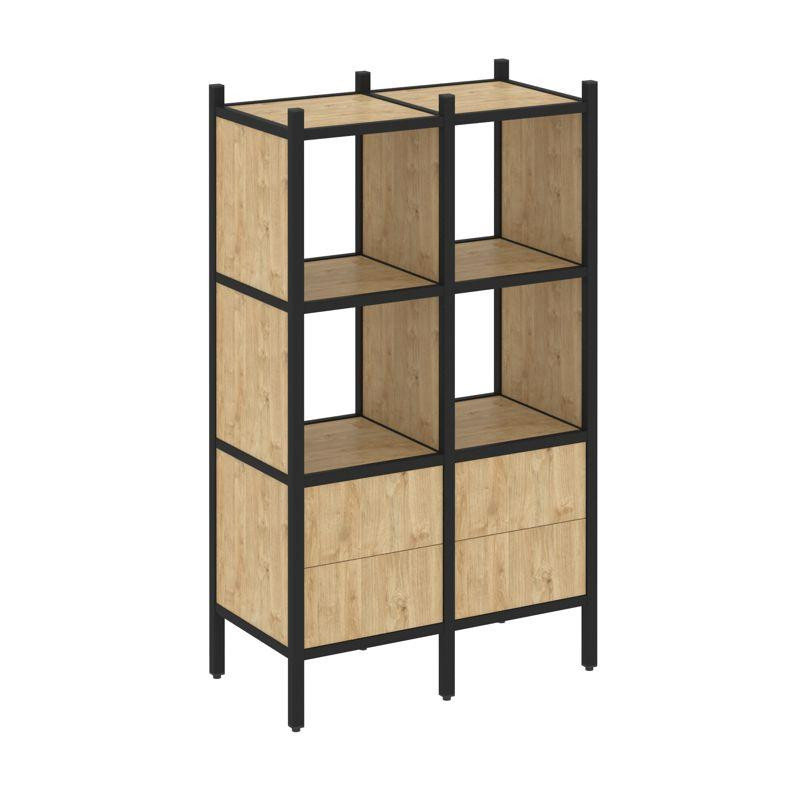 Loft Прямой стеллаж VR.L-03 Тиквуд Светлый/Металл Черный 862*446*1458 Loft Прямой стеллаж VR.L-03 Тиквуд Светлый/Металл Черный 862*446*1458