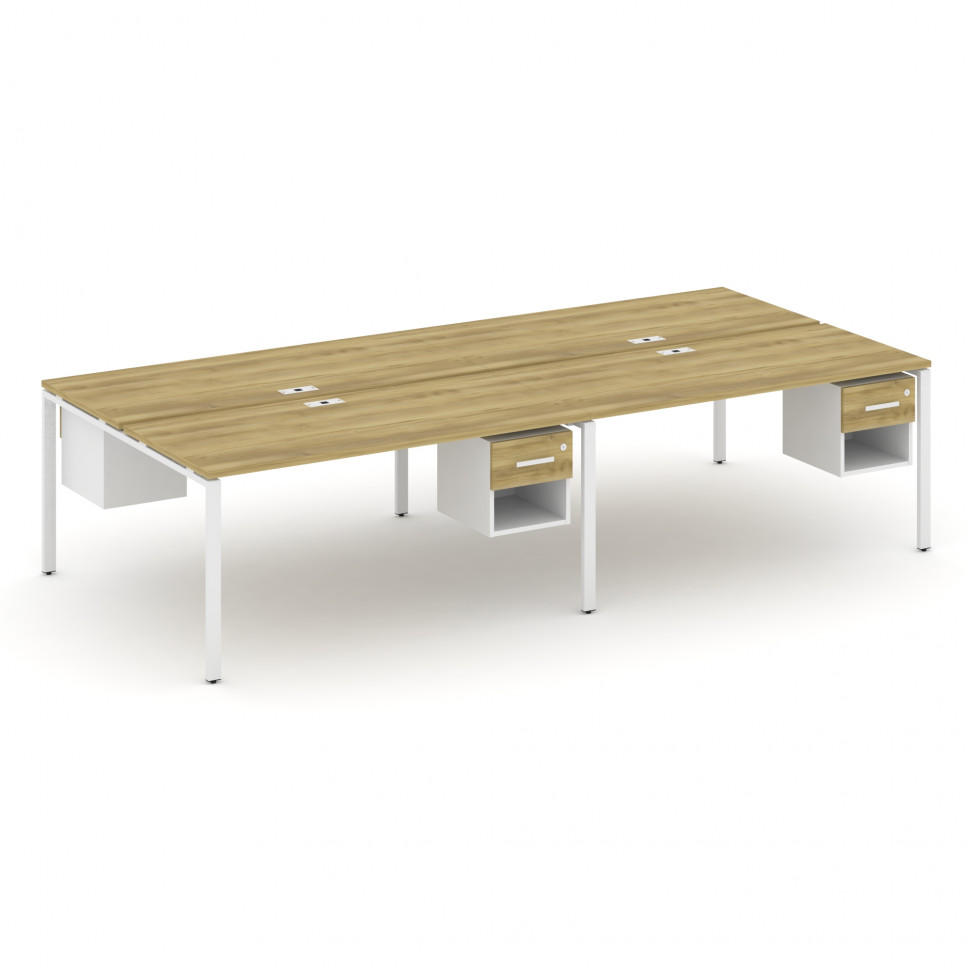 Concept Рабочая станция двухсторонняя с подвесными тумбами на 4 места CN.DRS-140 W Дуб Винченцо/Белы