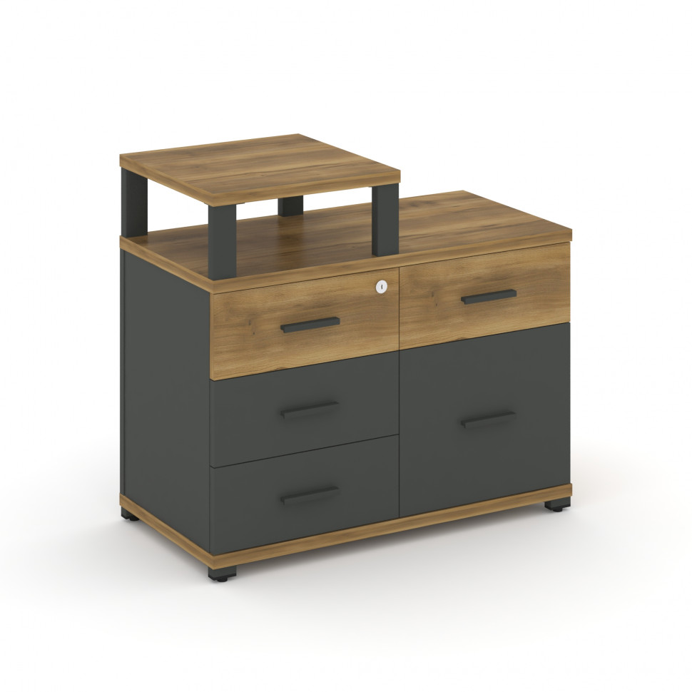 Concept Тумба приставная широкая 4 ящ.+1 распаш. фасад с надставкой узкой CN.TSP-011 A Сандал Янтарн