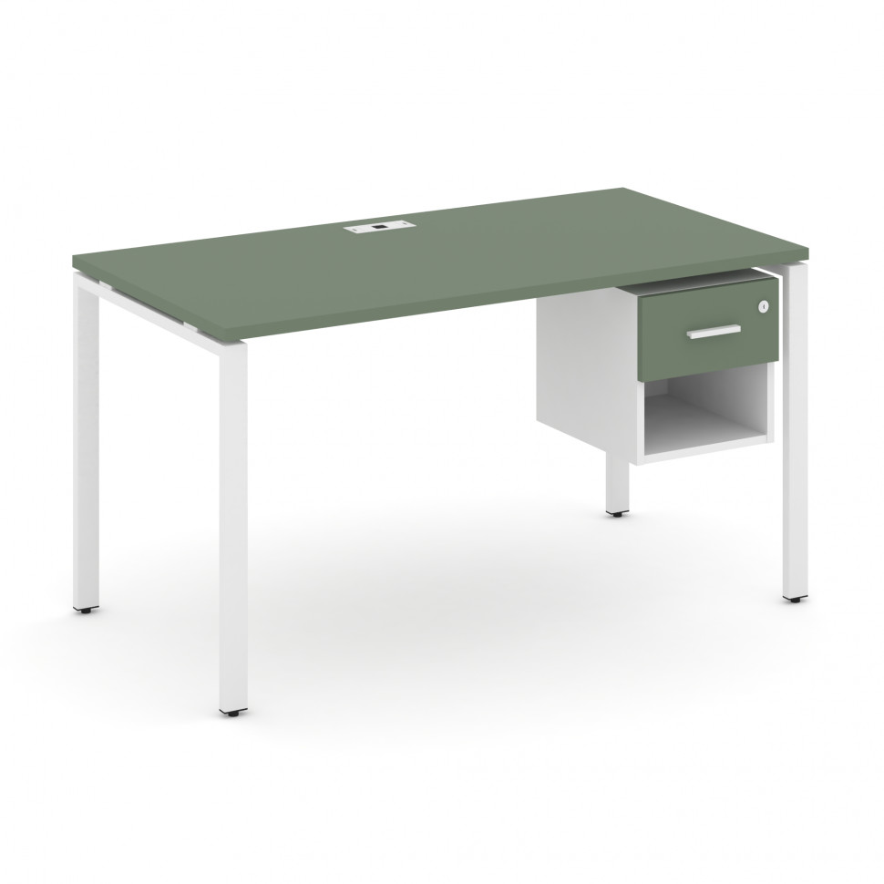 Concept Стол рабочий с подвесной тумбой 1 открытой нишей и одним ящ. CN.SP-117 W Кобо/Белый Бриллиан