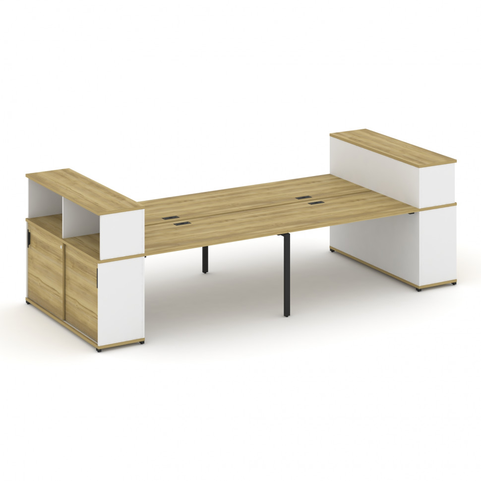 Concept Рабочая станция с опорными шкафами-купе с надставкой низ. CN.DRS-283 B Дуб Винченцо/Белый Бр