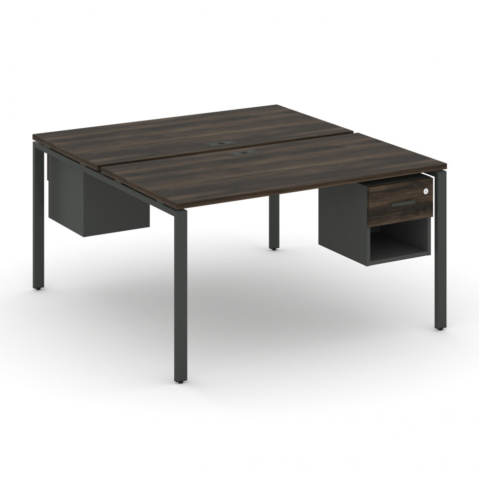 Concept Рабочая станция 2 сторонняя с подвесными тумбами на 2 места CN.DRS-118 A Дуб Мали/Антрацит/М