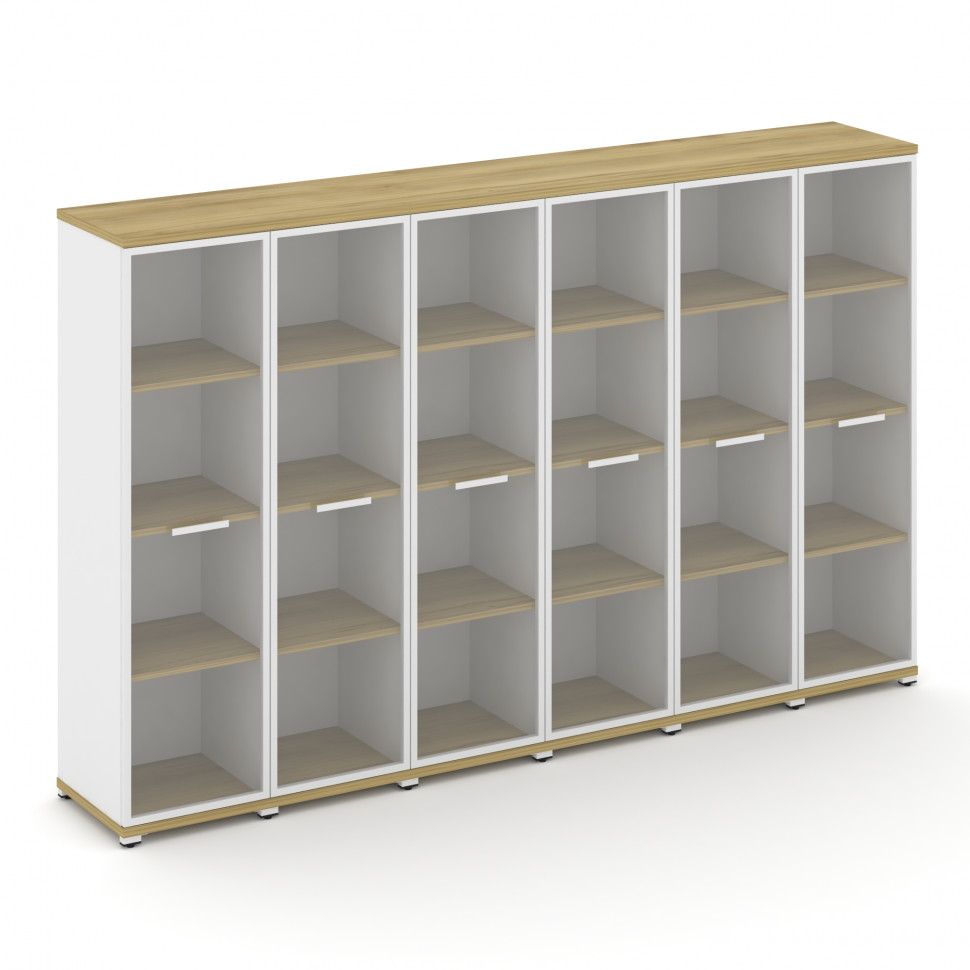 Concept Шкаф 6 узких секций, 4 ниши CN.STU-466 RPW W Дуб Винченцо/Белый Бриллиант/Металл Белый/Прозр Concept Шкаф 6 узких секций, 4 ниши CN.STU-466 RPW W Дуб Винченцо/Белый Бриллиант/Металл Белый/Прозр