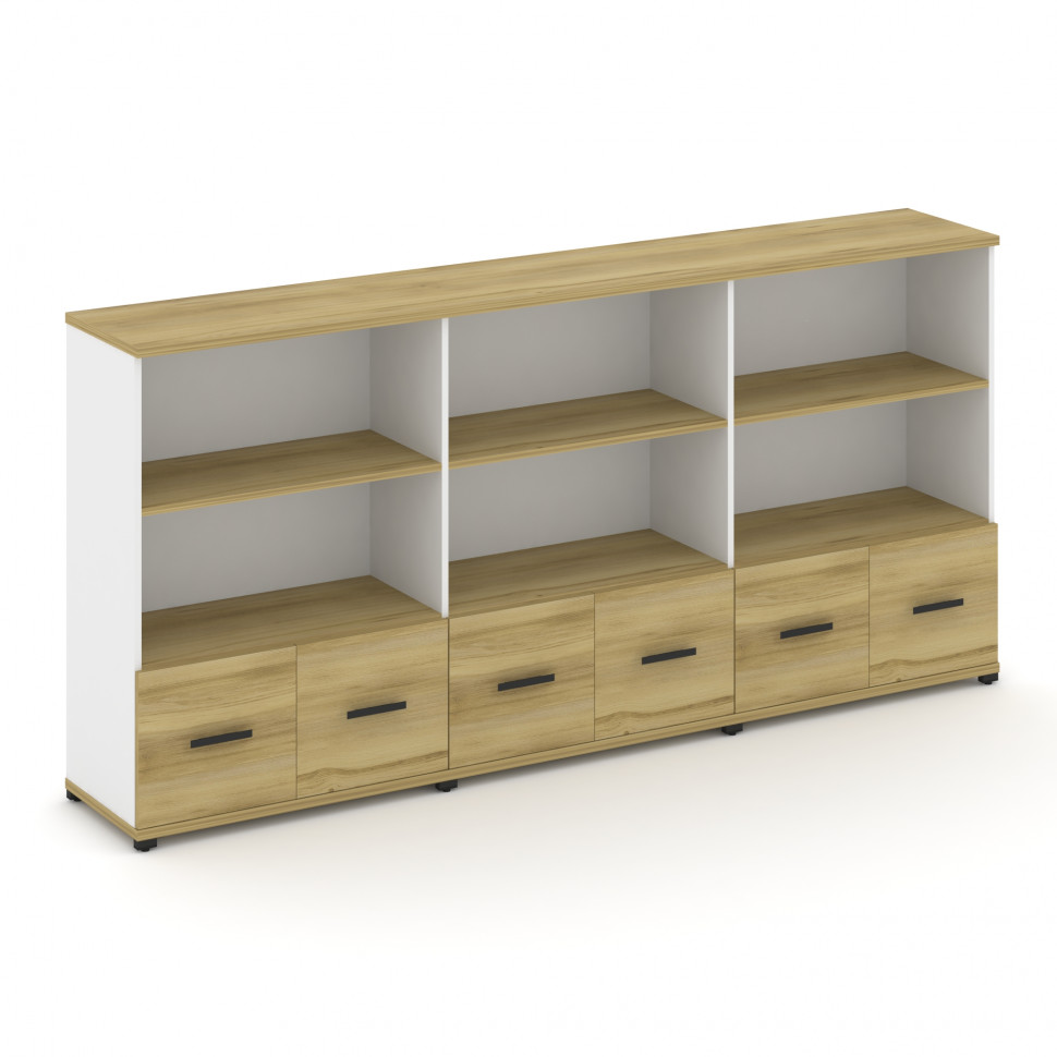 Concept Шкаф 3 широкие секции, 3 ниши CN.STS-331 B Дуб Винченцо/Белый Бриллиант/Металл Черный 2500*4