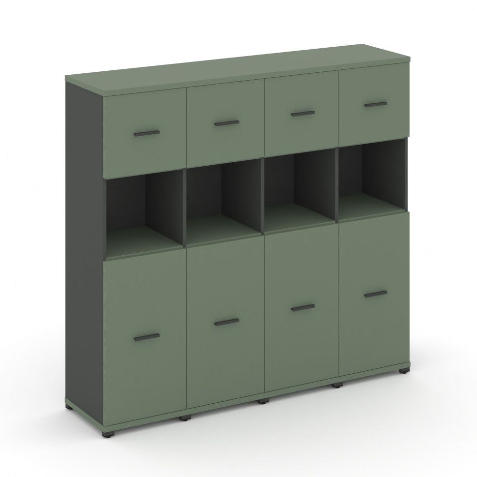 Concept Шкаф 4 узкие секции, 4 ниши CN.STU-445 A Кобо/Антрацит/Металл Антрацит 1668*420*1554