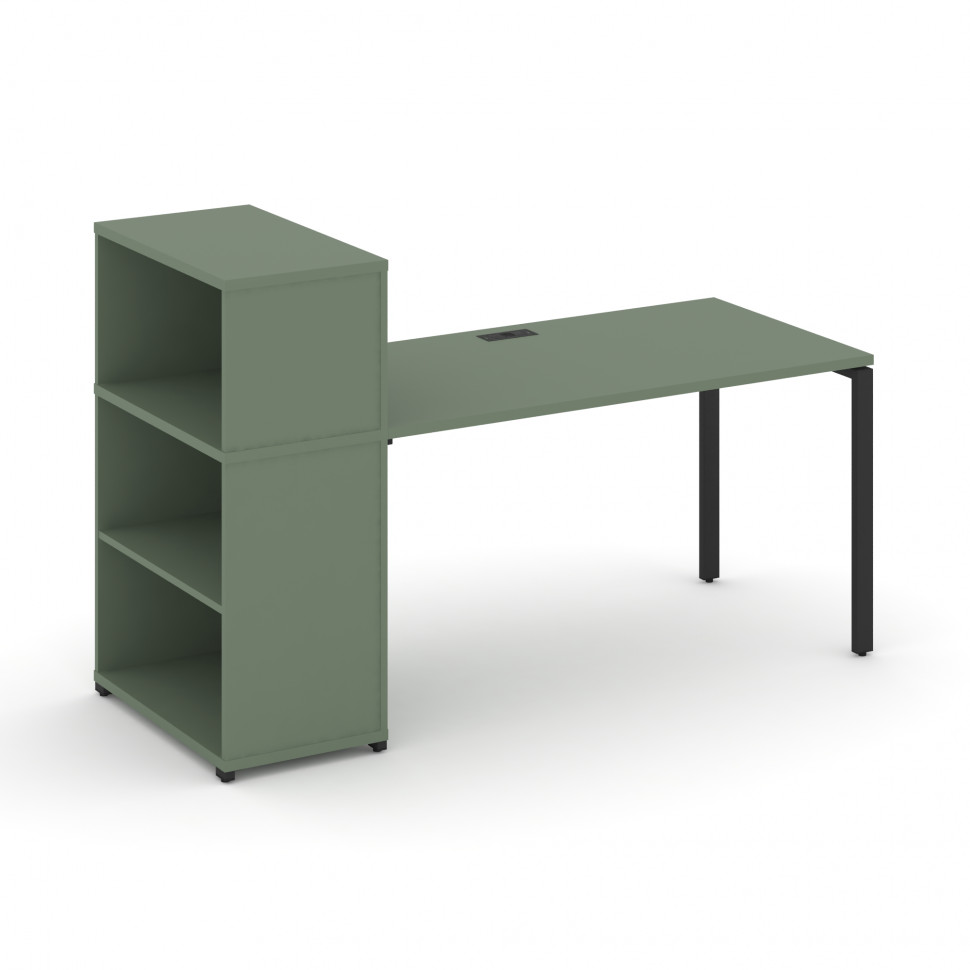 Concept Стол рабочий с опорным стеллажом с надставкой низ. CN.SP-212 Кобо/Металл Черный 2000*720*114