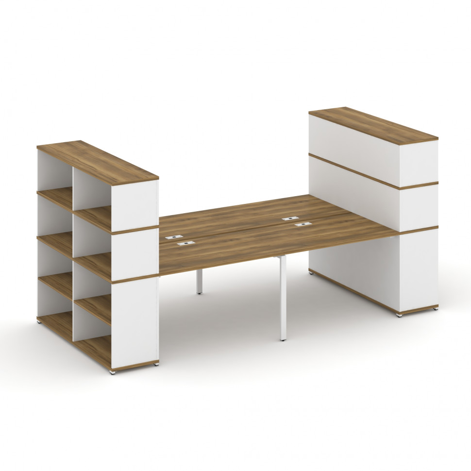 Concept Рабочая станция с опорными стеллажами с надставкой выс. CN.DRS-258 Сандал Янтарный/Белый Бри
