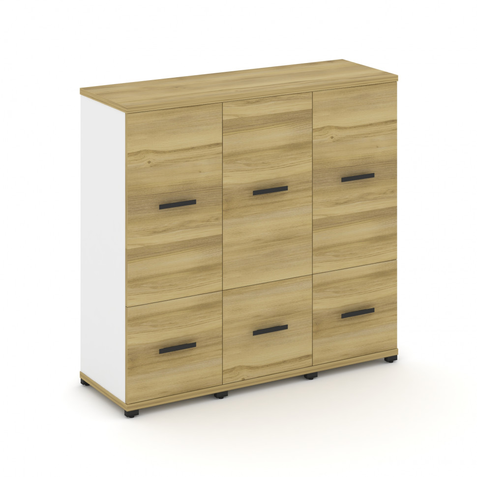 Concept Шкаф 3 узкие секции, 3 ниши CN.STU-332 B Дуб Винченцо/Белый Бриллиант/Металл Черный 1252*420