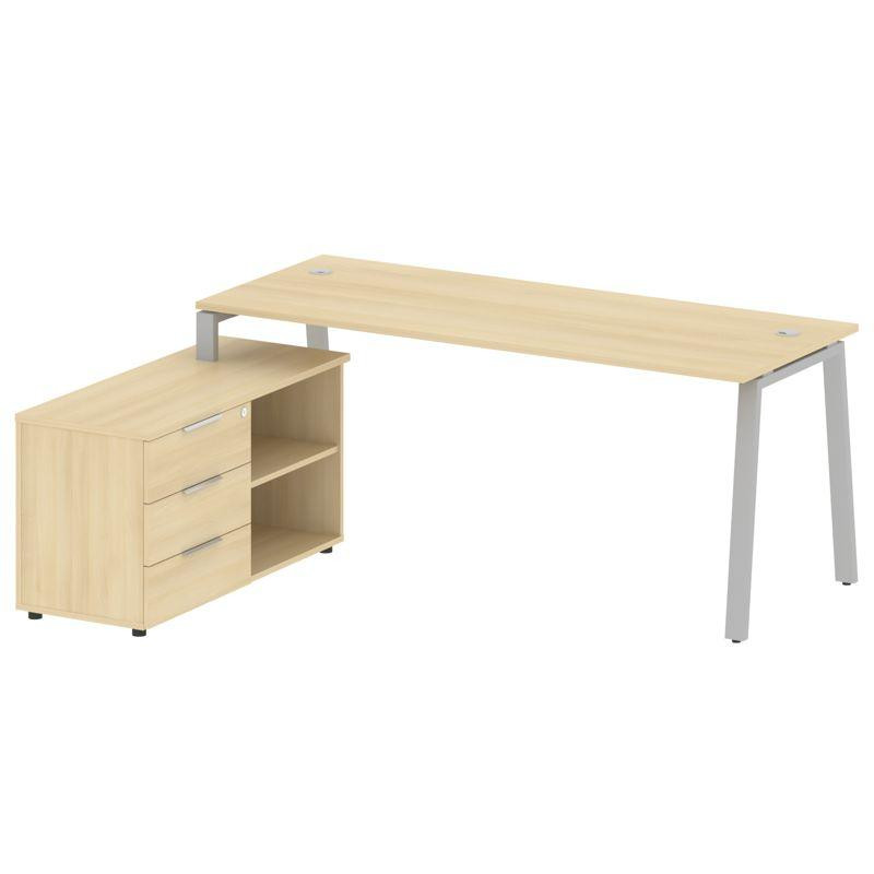 Metal System Рабочая станция с тумбой на А-образном м/к БА.РС-СТС-2.5 (L) Акация Лорка/Металл Серый Metal System Рабочая станция с тумбой на А-образном м/к БА.РС-СТС-2.5 (L) Акация Лорка/Металл Серый