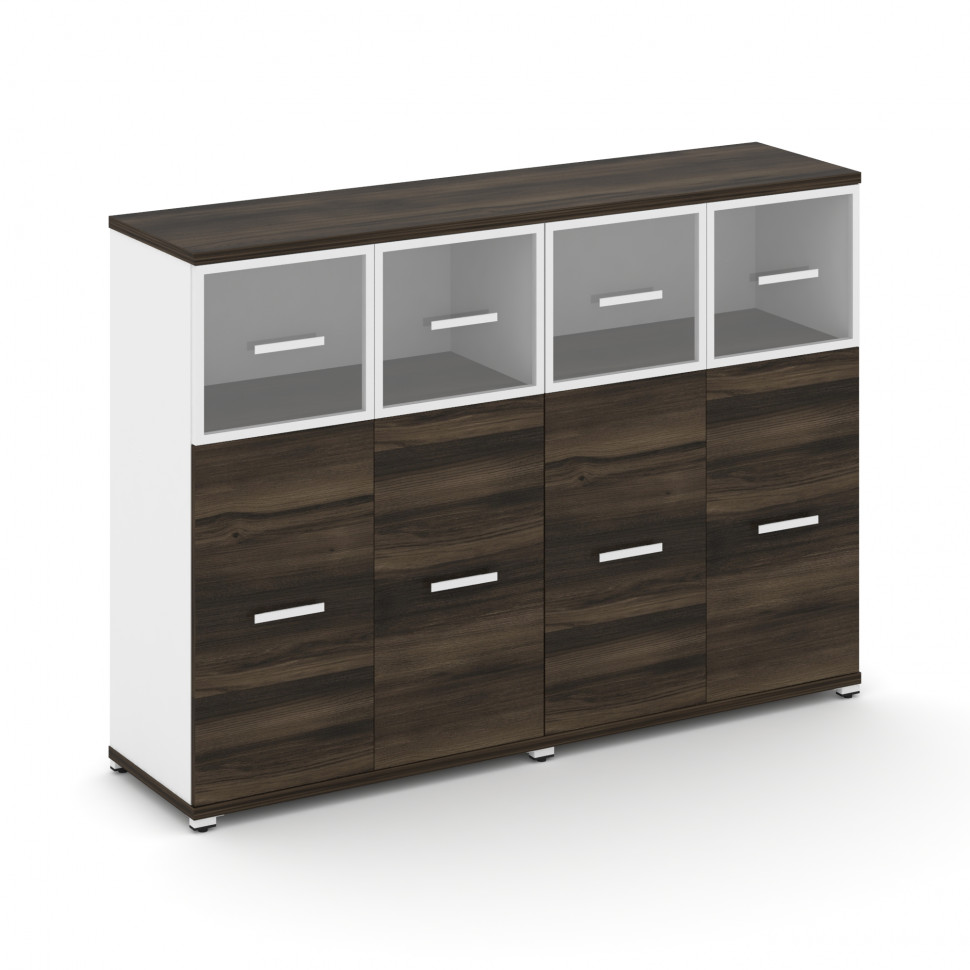 Concept Шкаф 2 широкие секции, 3 ниши CN.STS-324 RPW W Дуб Мали/Белый Бриллиант/Металл Белый/Прозрач