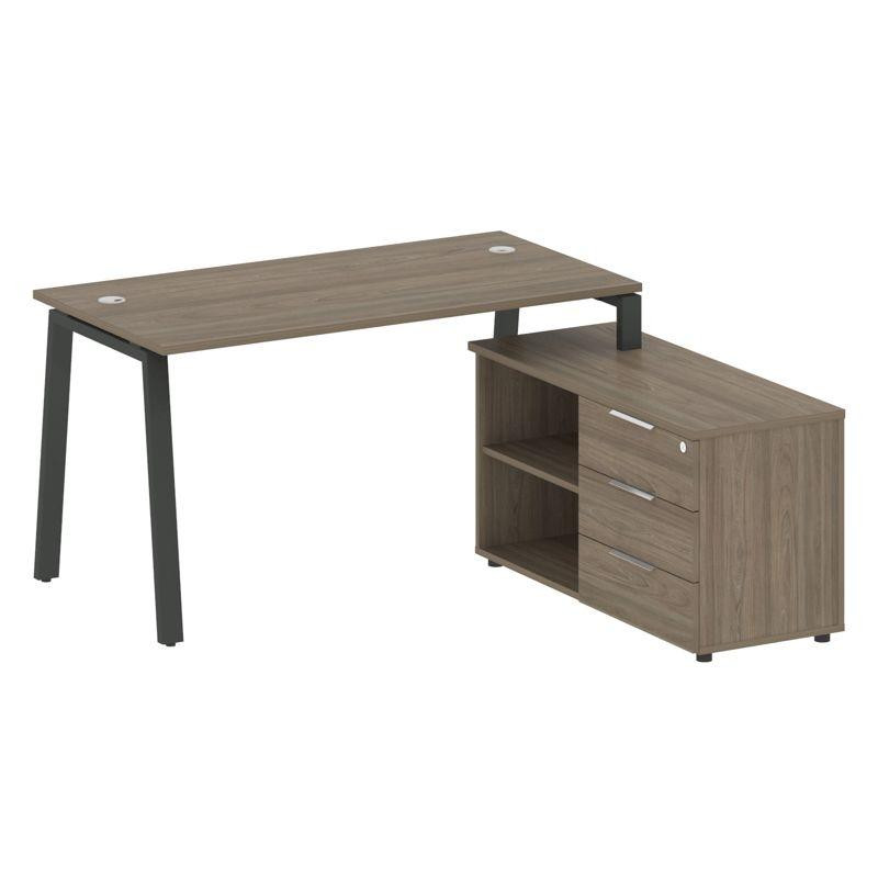 Metal System Рабочая станция с тумбой на А-образном м/к БА.РС-СТС-2.3 (R) Вяз Благородный/Металл Ант