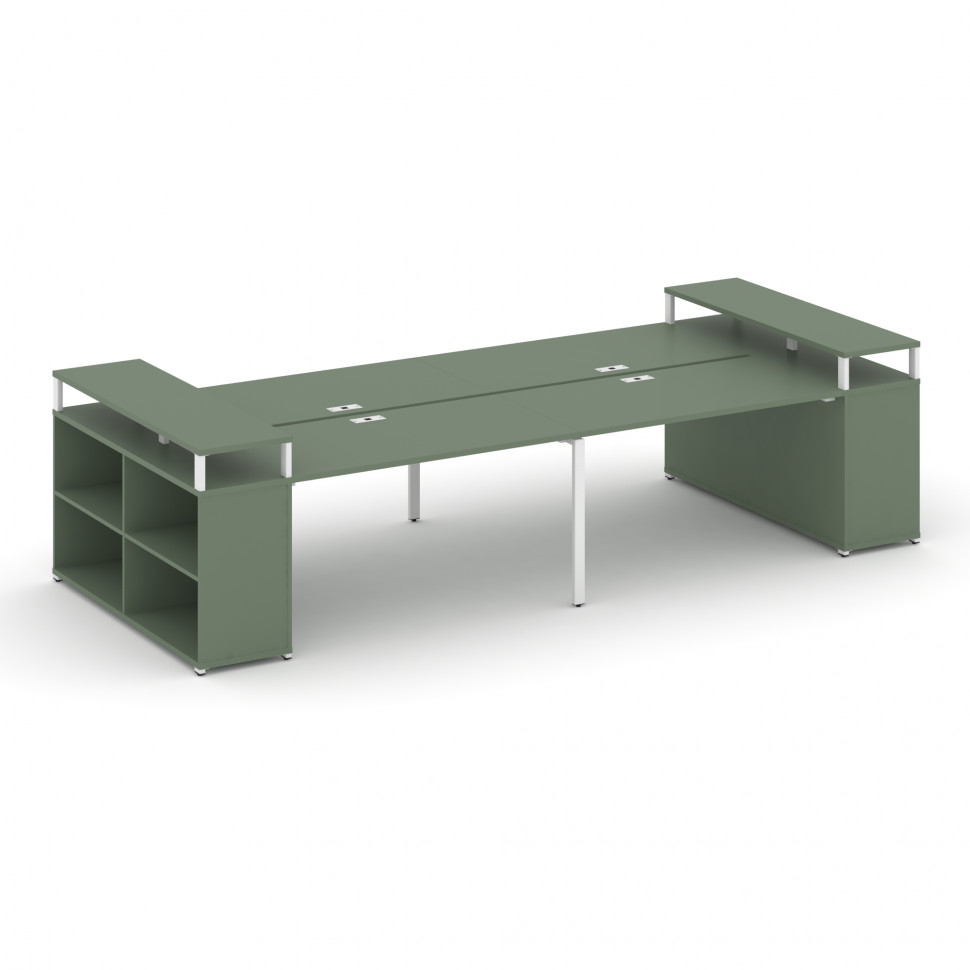 Concept Рабочая станция с опорными стеллажами с верх. горизонтами CN.DRS-251 Кобо/Металл Белый 3600*