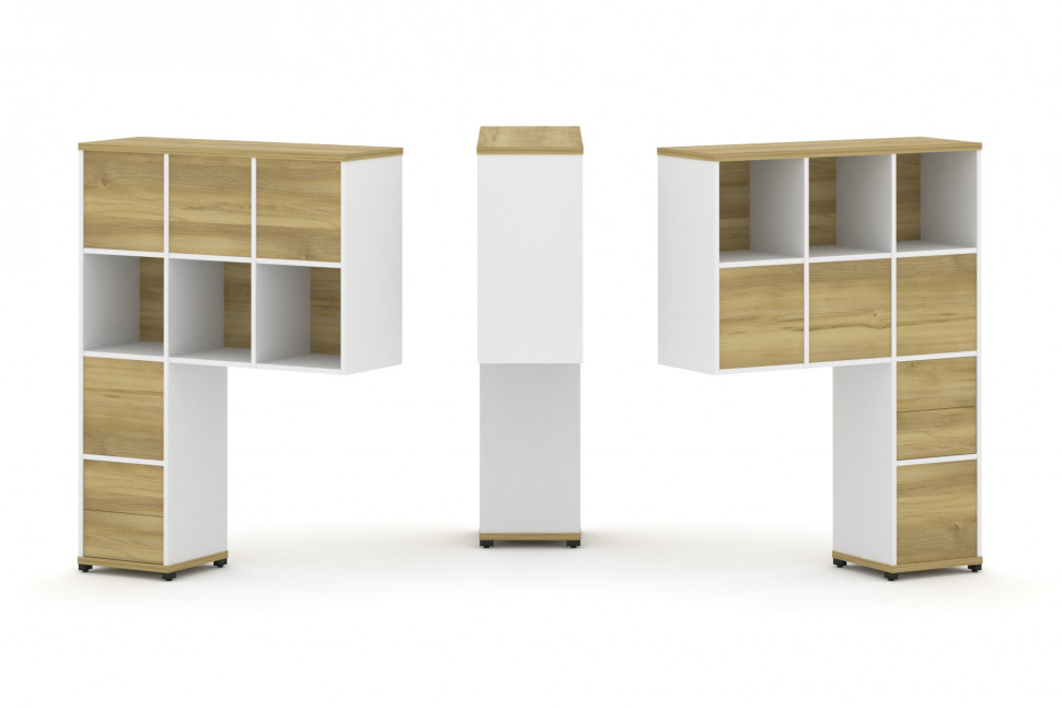 Concept Надставка высокая CN.DNV-006 Дуб Винченцо/Белый Бриллиант/Металл Черный 1099*350*1486