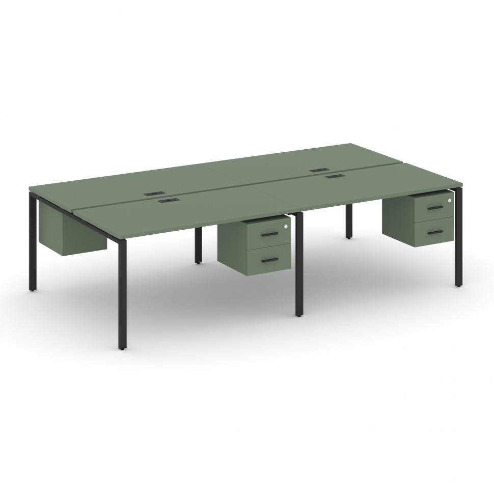 Concept Рабочая станция двухсторонняя с подвесными тумбами на 4 места CN.DRS-135 B Кобо/Металл Черны