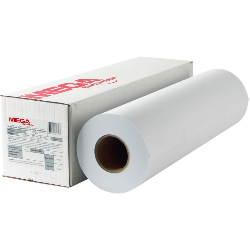 Бумага широкоформатная ProMEGA engineer Bright white 80г 841ммх150м 76мм