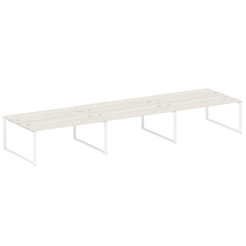 Metal System Рабочая станция на 6 мест на О-образном м/к БО.СМ-6.5 Дуб Наварра/Металл Белый 5400*147