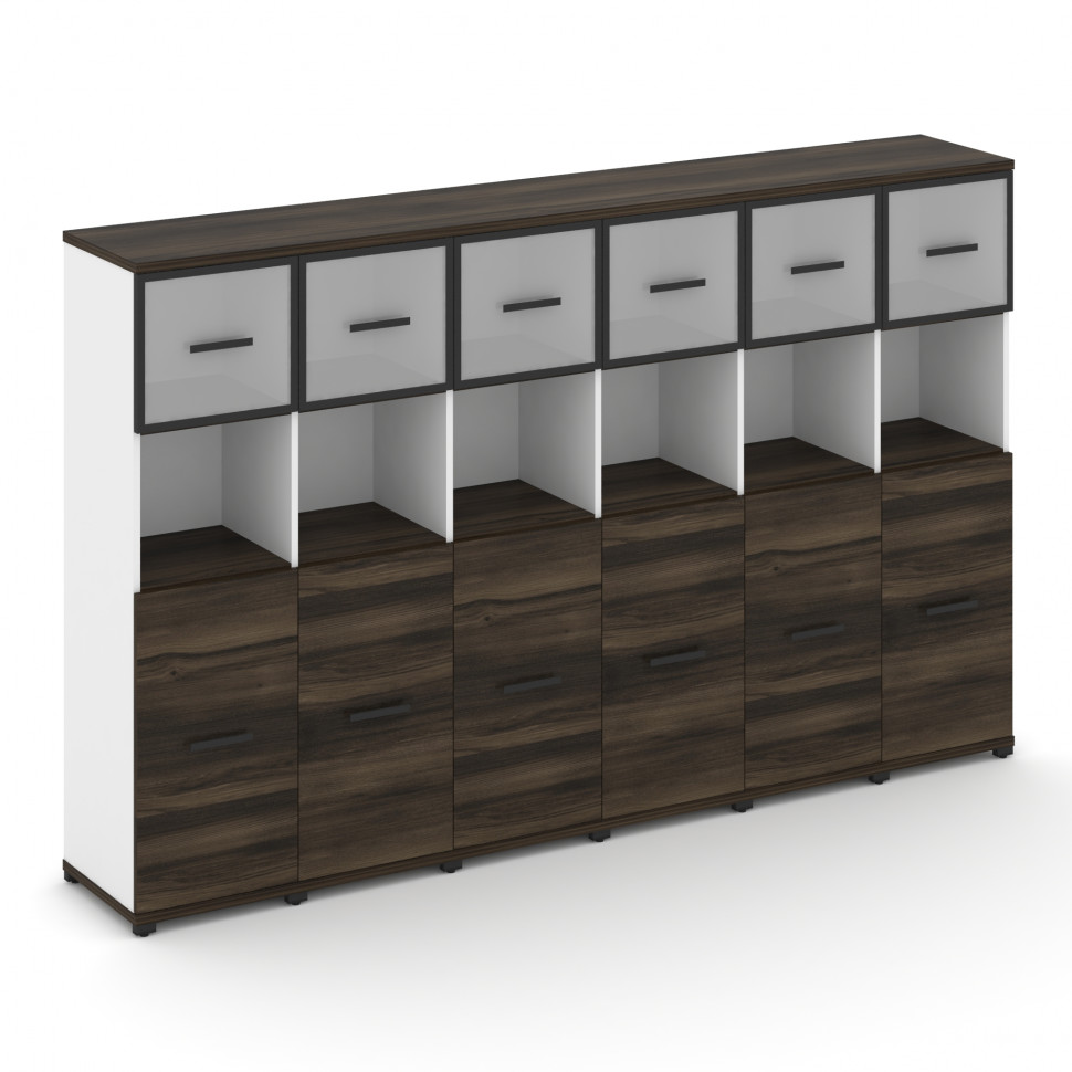 Concept Шкаф 6 узких секций, 4 ниши CN.STU-465 RMB B Дуб Мали/Белый Бриллиант/Металл Черный/Сатин 25