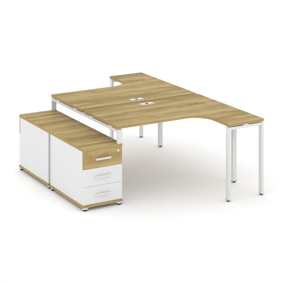Concept Рабочая станция с двойной опорной тумбой CN.DSA-301 W Дуб Винченцо/Белый Бриллиант/Металл Бе