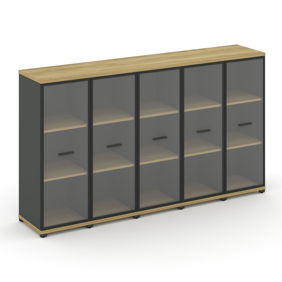 Concept Шкаф 5 узких секций, 3 ниши CN.STU-356 RPB A Дуб Винченцо/Антрацит/Металл Антрацит/Прозрачны