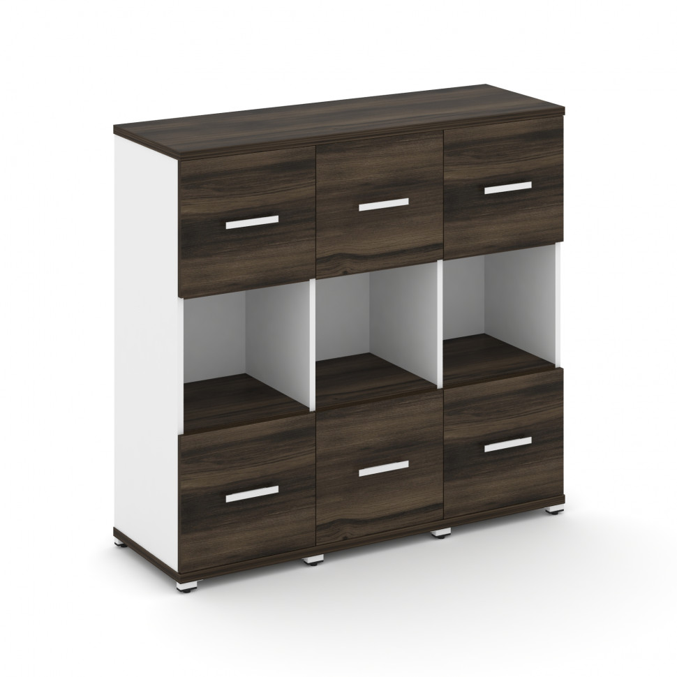 Concept Шкаф 3 узкие секции, 3 ниши CN.STU-335 W Дуб Мали/Белый Бриллиант/Металл Белый 1252*420*1186