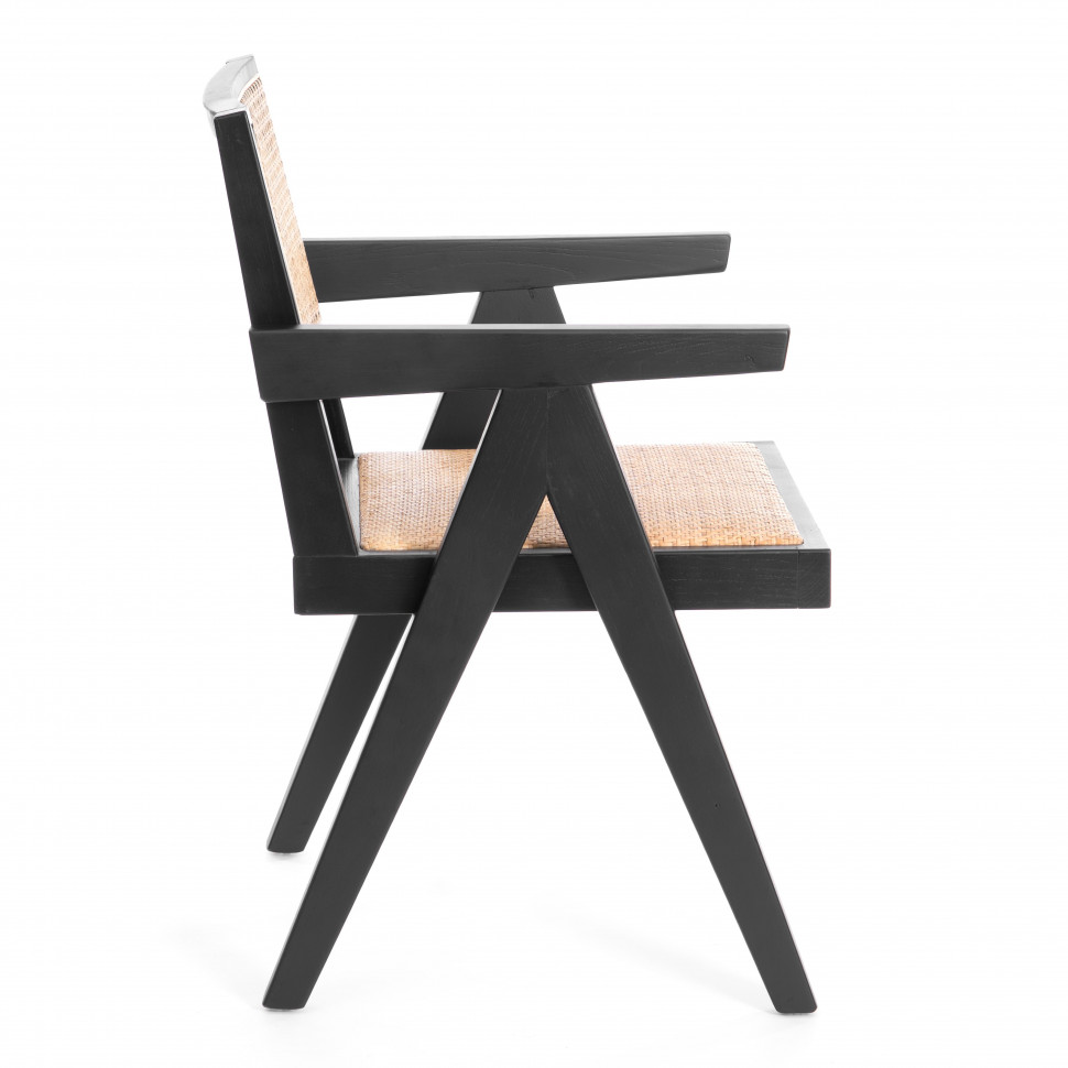 Кресло LOKI дерево вяз/ротанг, черный, 50х50х84 см