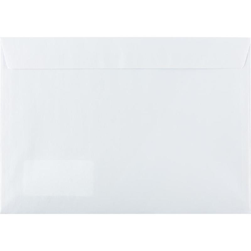 Конверт белый С4 стрип 229х324 90г прав.окно КОМУС 500 шт/уп