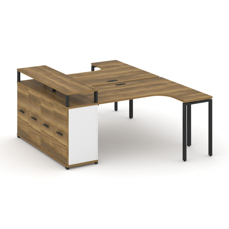 Concept Рабочая станция с опорным распаш. шкафом с верх. горизонтом CN.DSA-211 B Сандал Янтарный/Бел