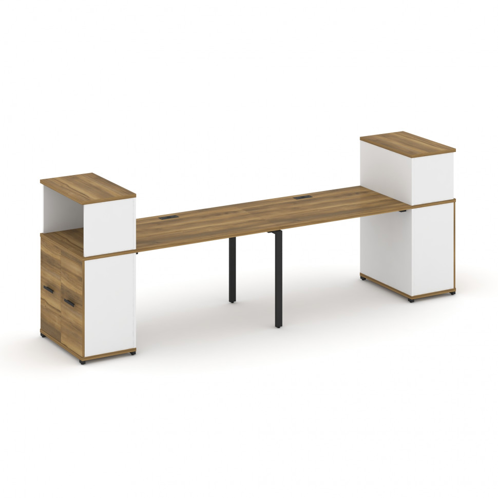 Concept Рабочая станция с опорными распаш. шкафами с надставкой низ. CN.ORS-226 B Сандал Янтарный/Бе