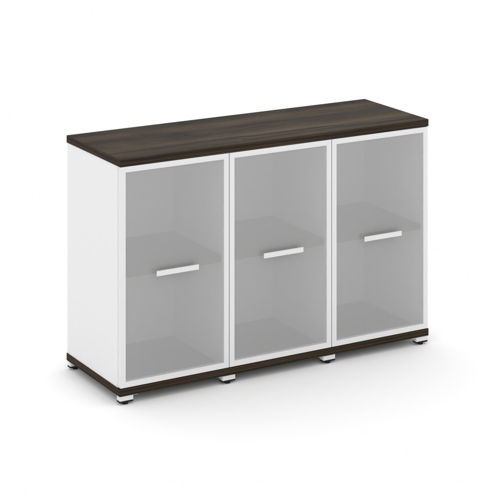 Concept Шкаф 3 узкие секции, 2 ниши CN.STU-233 RMW W Дуб Мали/Белый Бриллиант/Металл Белый/Сатин 125