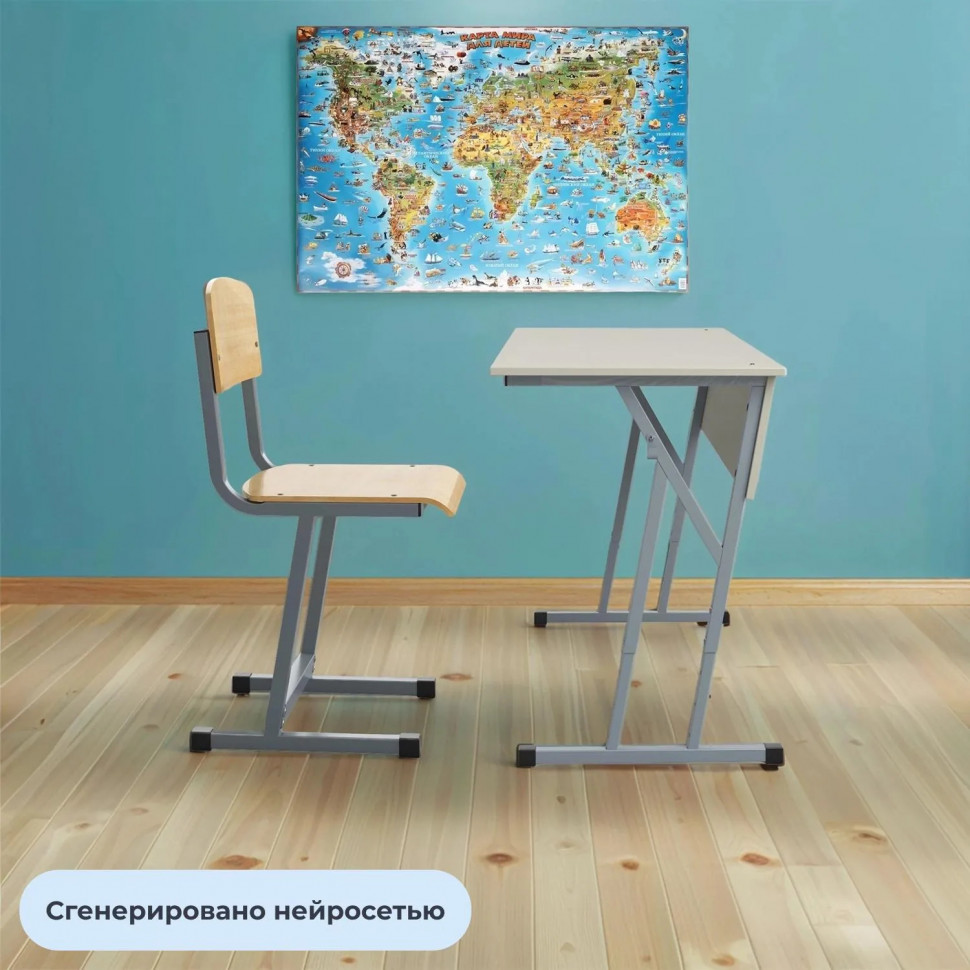 Парта MET_Комус Мебель Стол ученический 2-местный 3-7р.г. серый/серый НОВ