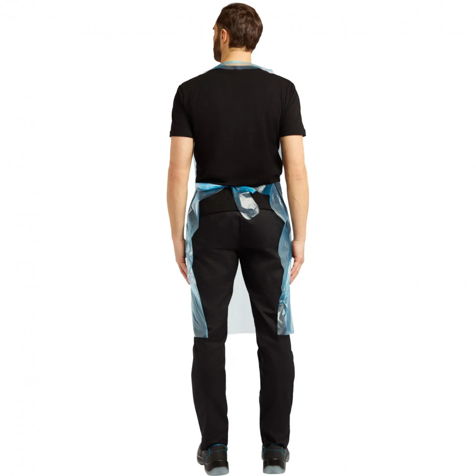 Фартук одноразовый ПНД 76x120см голубой 6мкр 100шт/уп