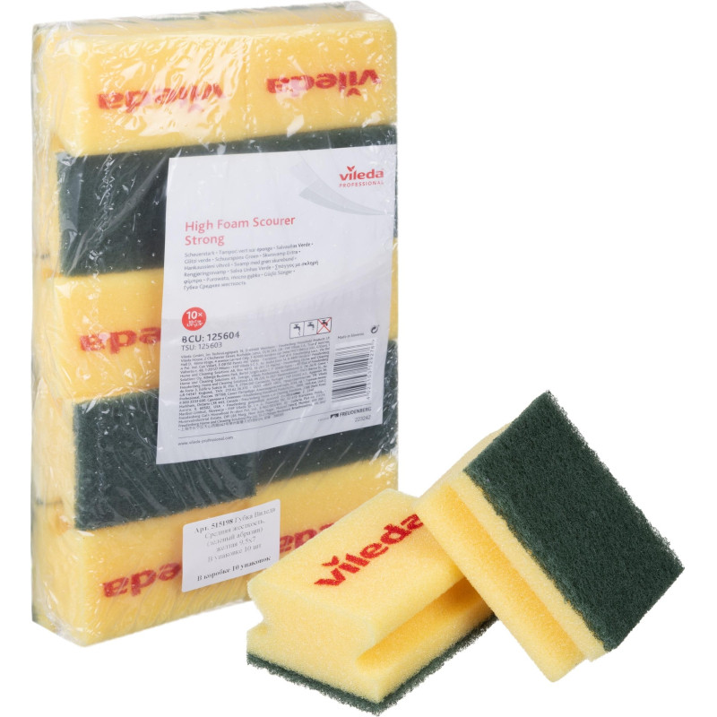 Губки абразивная Vileda средней жесткости 9,5x, 10 шт.125604