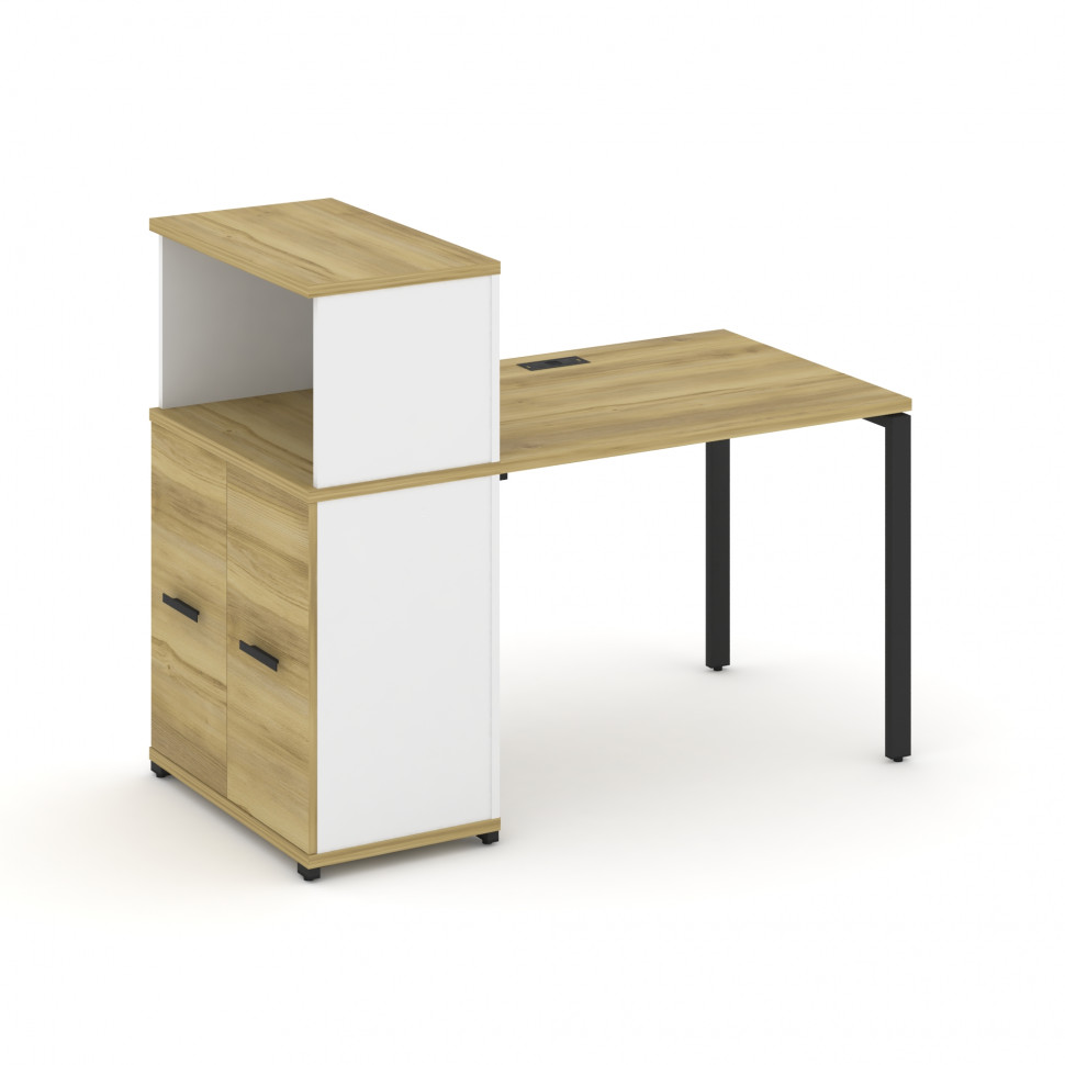 Concept Стол рабочий с опорным распаш. шкафом с надставкой низ. CN.SP-225 B Дуб Винченцо/Белый Брилл Concept Стол рабочий с опорным распаш. шкафом с надставкой низ. CN.SP-225 B Дуб Винченцо/Белый Брилл