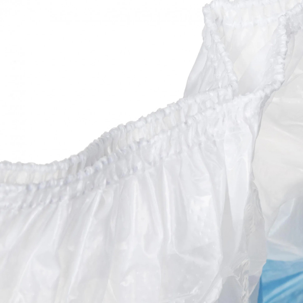 Бахилы 9 г, 2рез, 2-ая под, бело-синий, 25+25 мкм, Комус, 150пар/уп