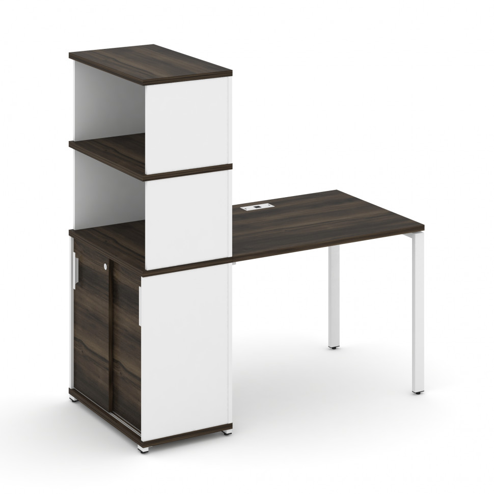 Concept Стол рабочий с опорным шкафом-купе с надставкой выс. CN.SP-241 W Дуб Мали/Белый Бриллиант/Ме
