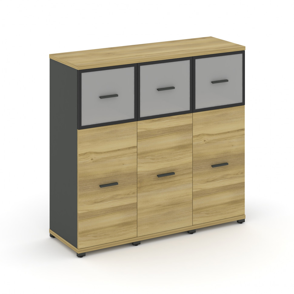 Concept Шкаф 3 узкие секции, 3 ниши CN.STU-334 RMB A Дуб Винченцо/Антрацит/Металл Антрацит/Сатин 125