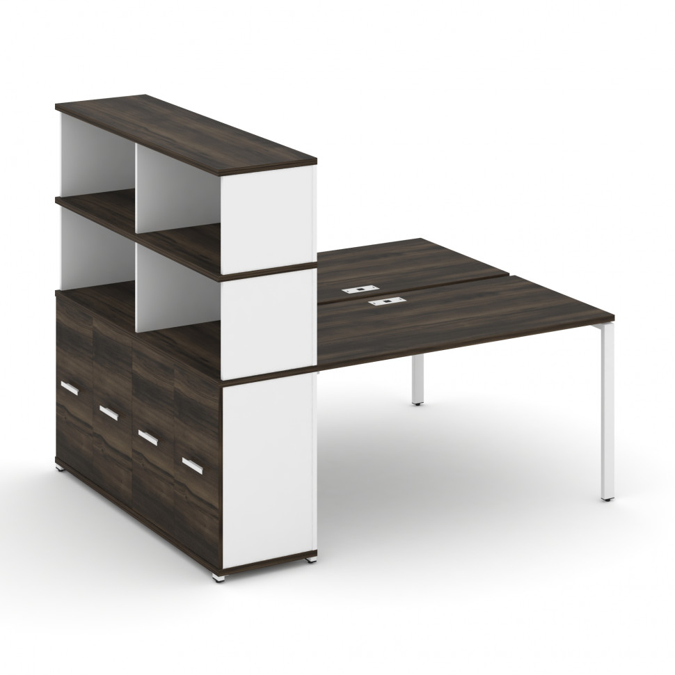 Concept Рабочая станция с опорным распаш. шкафом с надставкой выс. CN.DRS-231 W Дуб Мали/Белый Брилл