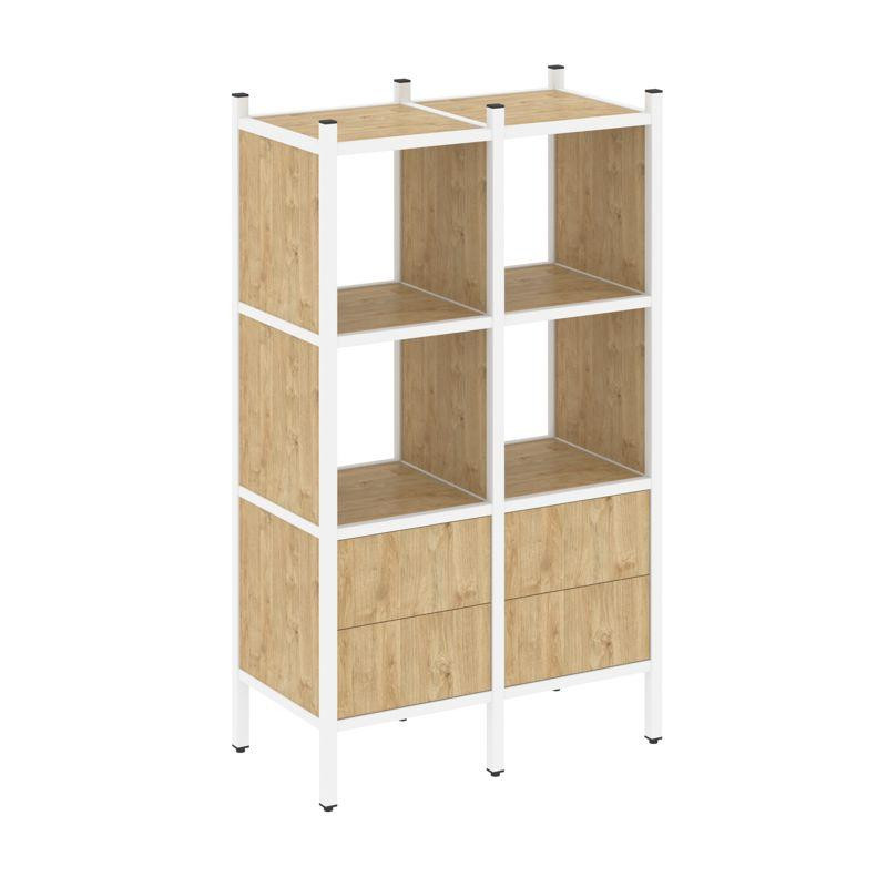 Loft Прямой стеллаж VR.L-03 Тиквуд Светлый/Металл Белый 862*446*1458