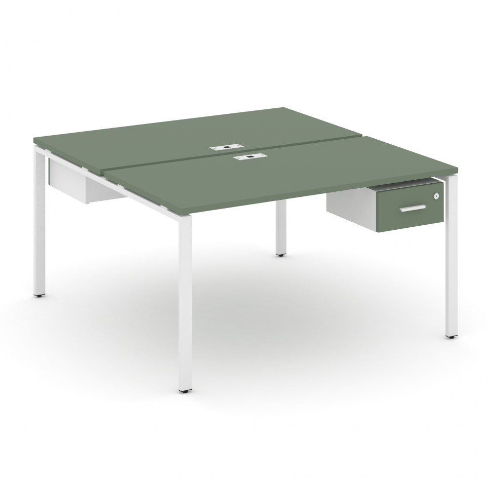 Concept Рабочая станция 2 сторонняя с подвесными тумбами на 2 места CN.DRS-109 W Кобо/Белый Бриллиан