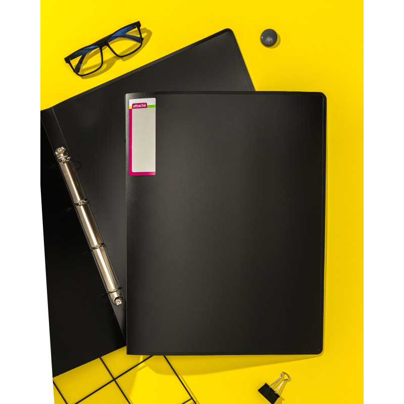 Папка на 4-х кольцах пласт. 25/32мм вертик. А3 ATTACHE, черный