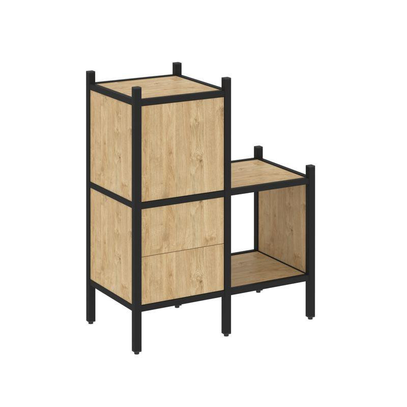 Loft Прямой стеллаж VR.L-11 Тиквуд Светлый/Металл Черный 862*446*1047 Loft Прямой стеллаж VR.L-11 Тиквуд Светлый/Металл Черный 862*446*1047