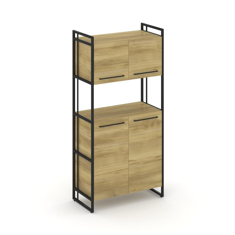 Rift Шкаф 4 ниши широкий RF.SS-42 Дуб Винченцо/Металл Черный/Черный Ручки 798*396*1648