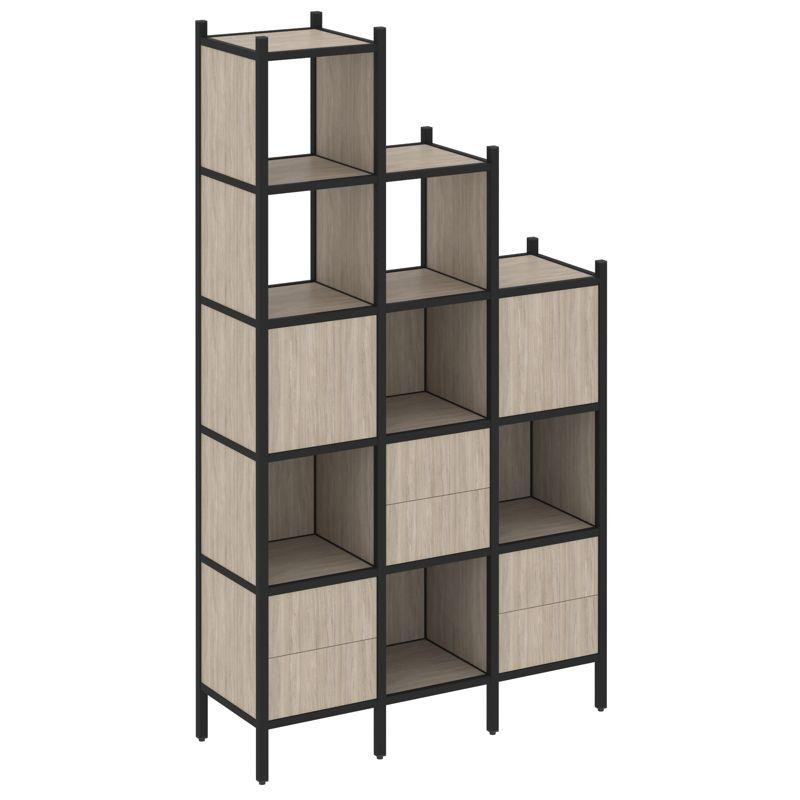 Loft Прямой стеллаж VR.L-22 Дуб Аттик/Металл Черный 1278*446*2280 Loft Прямой стеллаж VR.L-22 Дуб Аттик/Металл Черный 1278*446*2280