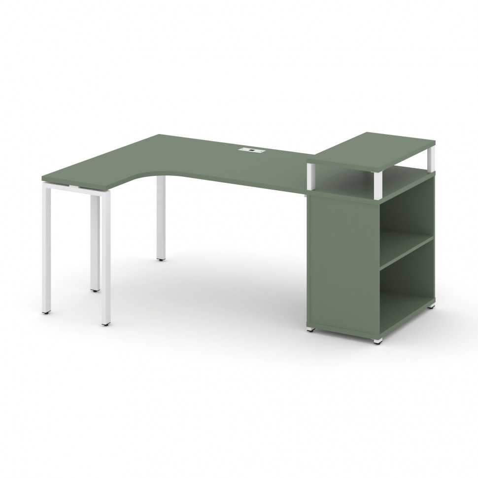 Concept Стол эргономичный с опорным стеллажом с верх. горизонтом CN.SA-203(L) Кобо/Металл Белый 1800 Concept Стол эргономичный с опорным стеллажом с верх. горизонтом CN.SA-203(L) Кобо/Металл Белый 1800