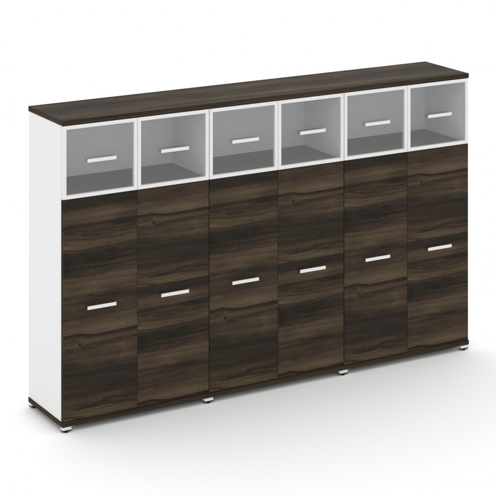 Concept Шкаф 3 широкие секции, 4 ниши CN.STS-434 RPW W Дуб Мали/Белый Бриллиант/Металл Белый/Прозрач