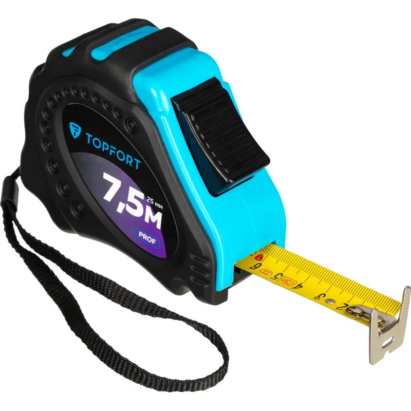 Рулетка 7,5мх25 мм с автостопом  TOPFORT Prof