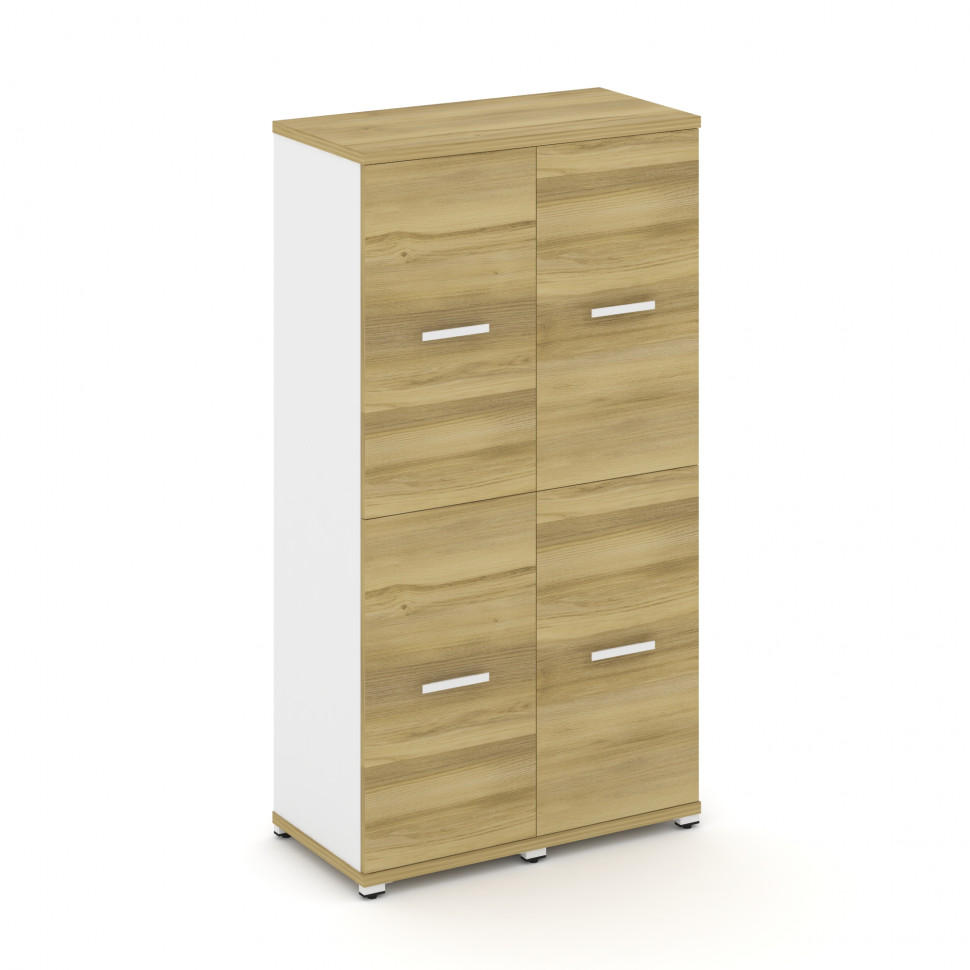 Concept Шкаф 2 узкие секции, 4 ниши CN.STU-422 W Дуб Винченцо/Белый Бриллиант/Металл Белый 836*420*1