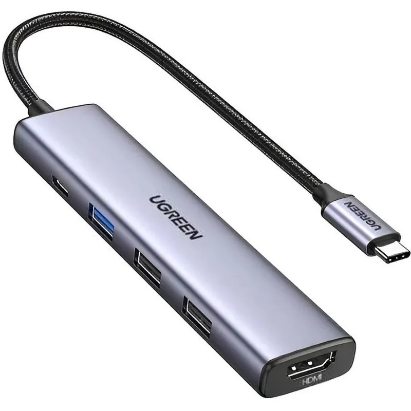Разветвитель USB UGREEN CM478 (15495) USB-C To HDMI+USB3.0+USB2.0+PD,серебр